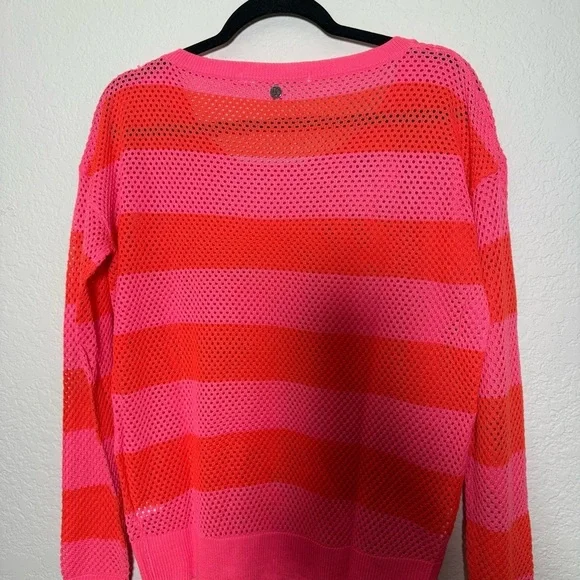 Lorna Jane Knit Acrylic Neon Pink and Orange Striped Sweater - Picture 5 of 10